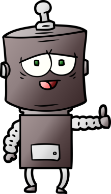 Bir insan tarafından çizilmiş çizgi film robotu