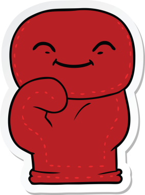 Bir insan tarafından çizilmiş bir boks eldiveninin çıkartması.