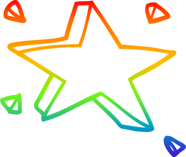 gökkuşağı gradyan çizimi bir insan tarafından çizilmiş bir çizgi film yıldızı