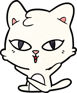 Bir insan tarafından çizilmiş çizgi film kedisi.