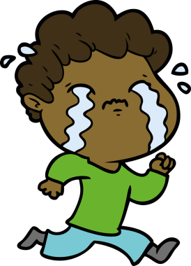 Bir insan tarafından çizilmiş ağlayan çizgi film adamı.