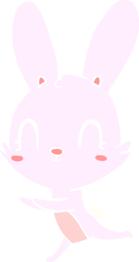 Bir insan tarafından çizilmiş düz renk çizgi film tavşanı.