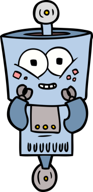 Bir insan tarafından çizilmiş mutlu çizgi film robotu