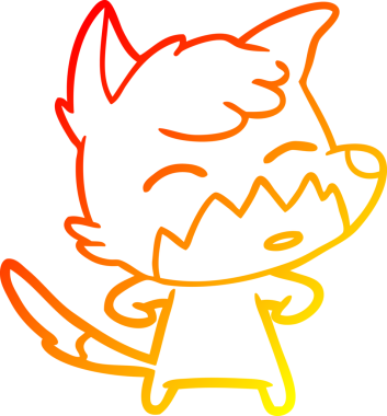 Bir insan tarafından çizilmiş bir tilkinin sıcak çizgi çizimi