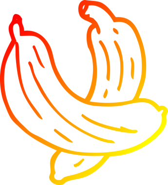 Bir insan tarafından çizilmiş bir çift muzun sıcak gradyan çizimi