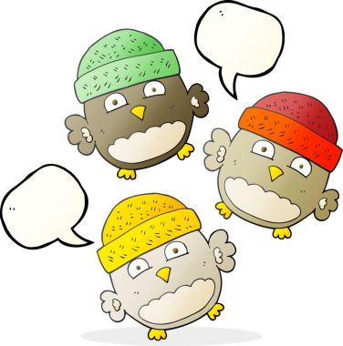 Bir insan tarafından çizilmiş serbest konuşma balonu karikatürü sevimli baykuşlar