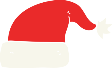 Bir insan tarafından çizilen noel şapkasının düz renk çizimi