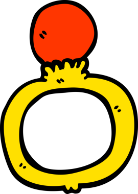 Bir insan tarafından çizilmiş el çizimi çizgi film nişan yüzüğü.