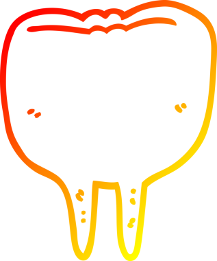 Bir insan tarafından çizilen çizgi film dişinin sıcak gradyan çizimi