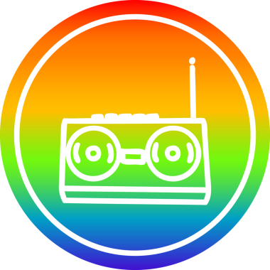 radyo kaset çalar gökkuşağı gradyan bir insan tarafından çizilmiş dairesel simge