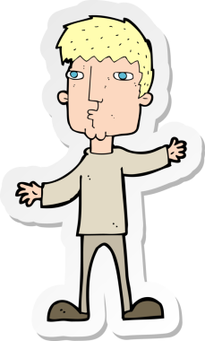 Bir insan tarafından çizilmiş garip bir adamın çıkartması.