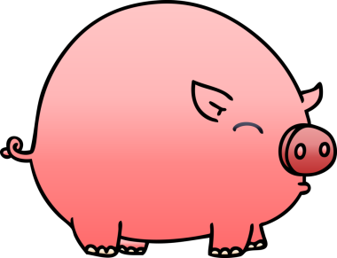 bir insan tarafından çizilmiş gölgelenmiş garip çizgi film domuzu.