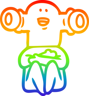 Gökkuşağı gradyan çizgisi, bir insan tarafından çizilmiş dost bir uzaylı çizgi filmi.