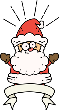 Bir insan tarafından çizilmiş dövme stili Noel Baba karakterli parşömen.