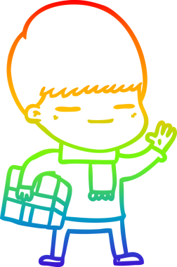 Gökkuşağı gradyan çizimi bir insan tarafından çizilmiş kendini beğenmiş bir çocuğun çizimi.