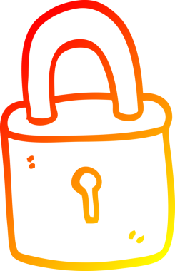 Bir insan tarafından çizilmiş çizgi film asma kilidinin sıcak çizgi çizimi