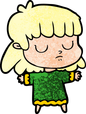 Bir insan tarafından çizilmiş ilgisiz bir kadın çizgi filmi.