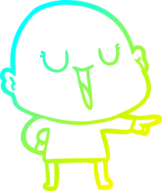 Bir insan tarafından çizilmiş, mutlu, kel bir adamın çizdiği soğuk çizgi.