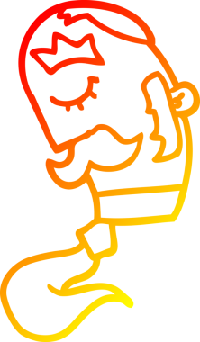 Bir insan tarafından çizilmiş bıyıklı bir çizgi film karakteri.