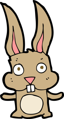 Bir insan tarafından çizilmiş çizgi film tavşanı