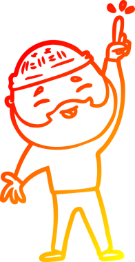 Bir insan tarafından çizilmiş mutlu sakallı bir adamın çizgi çizimi.