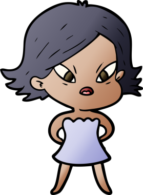 Çizgi film bir insan tarafından çizilmiş stresli kadın.