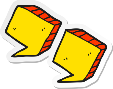 Bir insan tarafından çizilmiş karikatür tırnak işaretleri.