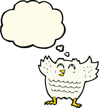 Bir insan tarafından çizilmiş düşünce baloncuklu kara kuş.