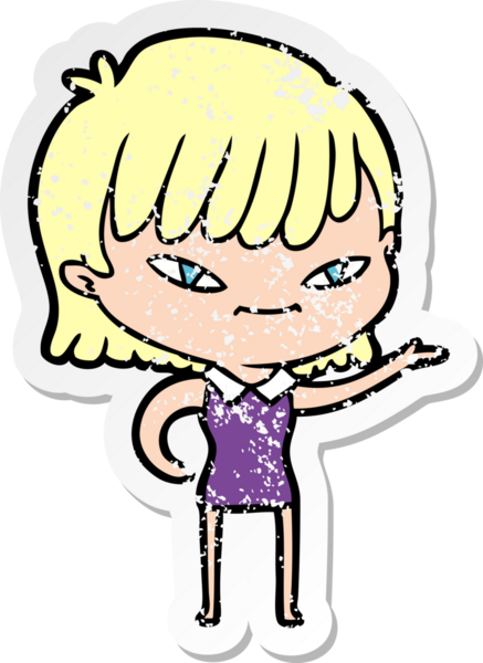 Bir insan tarafından çizilmiş karikatür bir kadının sıkıntılı çıkartması.