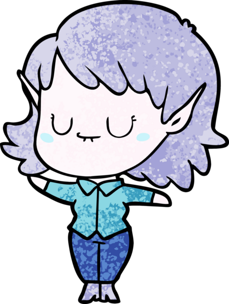 Bir insan tarafından çizilmiş mutlu elf kızı.