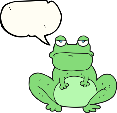 Bir insan tarafından çizilmiş serbest konuşma balonu karikatür kurbağası