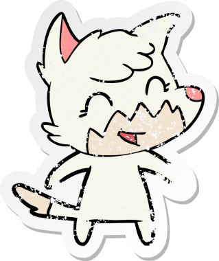 Bir insan tarafından çizilmiş mutlu bir tilkinin sıkıntılı çıkartması.