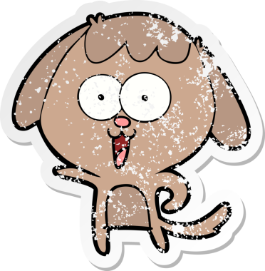 Bir insan tarafından çizilmiş şirin bir köpeğin sıkıntılı çıkartması.