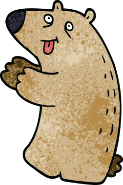 Bir insan tarafından çizilmiş mutlu bir ayı.