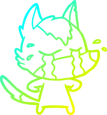 Bir insan tarafından çizilmiş ağlayan kurdun soğuk çizgi çizimi.