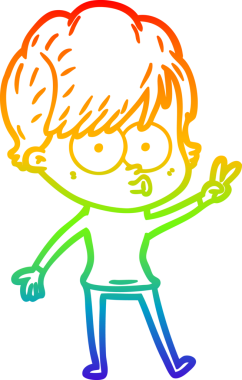 gökkuşağı gradyan çizimi bir insan tarafından çizilmiş bir karikatür kadın