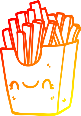 Bir insan tarafından çizilmiş kutunun içine çizgi film kızartıcılarının sıcak çizgi çizimi