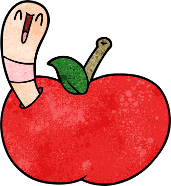 Bir insan tarafından çizilmiş elma solucanı.