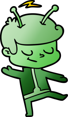 Bir insan tarafından çizilmiş dost canlısı çizgi film uzay adamı.