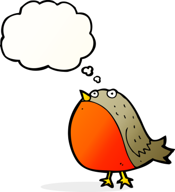 Bir insan tarafından çizilmiş düşünce balonlu çizgi robin.