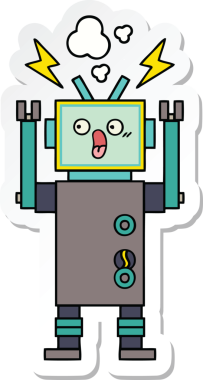 Bir insan tarafından çizilmiş şirin çizgi film robotunun çıkartması.