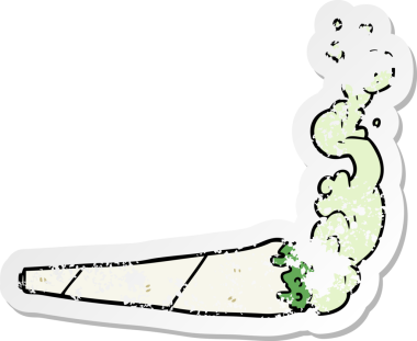 Bir insan tarafından çizilmiş bir marihuana marihuanasının sıkıntılı çıkartması.