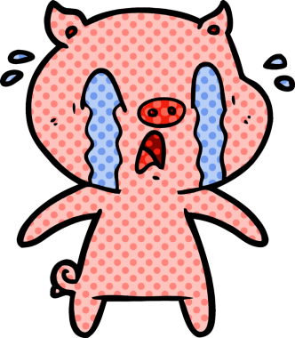 Bir insan tarafından çizilmiş ağlayan domuz çizgi filmi.