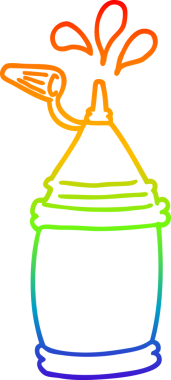 Bir insan tarafından çizilmiş bir ketçap şişesinin çizimi.