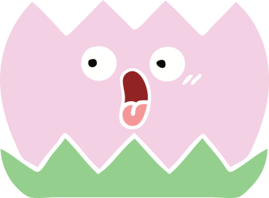 Bir insan tarafından çizilmiş bir nilüfer çiçeğinin düz renkli retro karikatürü