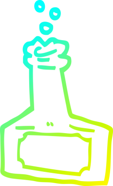 Bir insan tarafından çizilmiş bir karikatür şişesinin soğuk gradyan çizimi