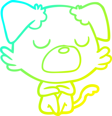 Bir insan tarafından çizilen çizgi film köpeğinin soğuk gradyan çizgisi.