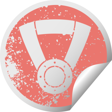 Bir insan tarafından çizilen altın madalyanın işaretli dairesel soyma etiketi.