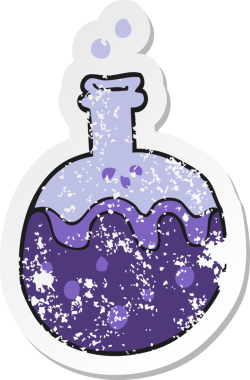 Bir insan tarafından çizilmiş sihirli iksirin gerilimli yapıştırması.