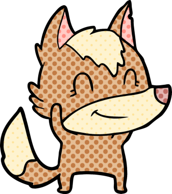 Bir insan tarafından çizilmiş dost canlısı bir kurt.